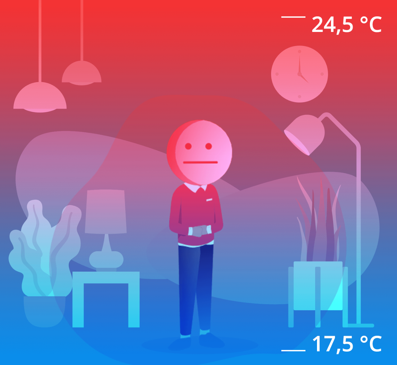 Temperaturunterschied im Raum