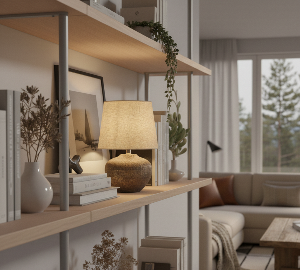 Exchange Tischleuchte im Bücherregal