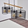 Manose Pendelleuchte Holz dunkel, Schwarz, 4-flammig