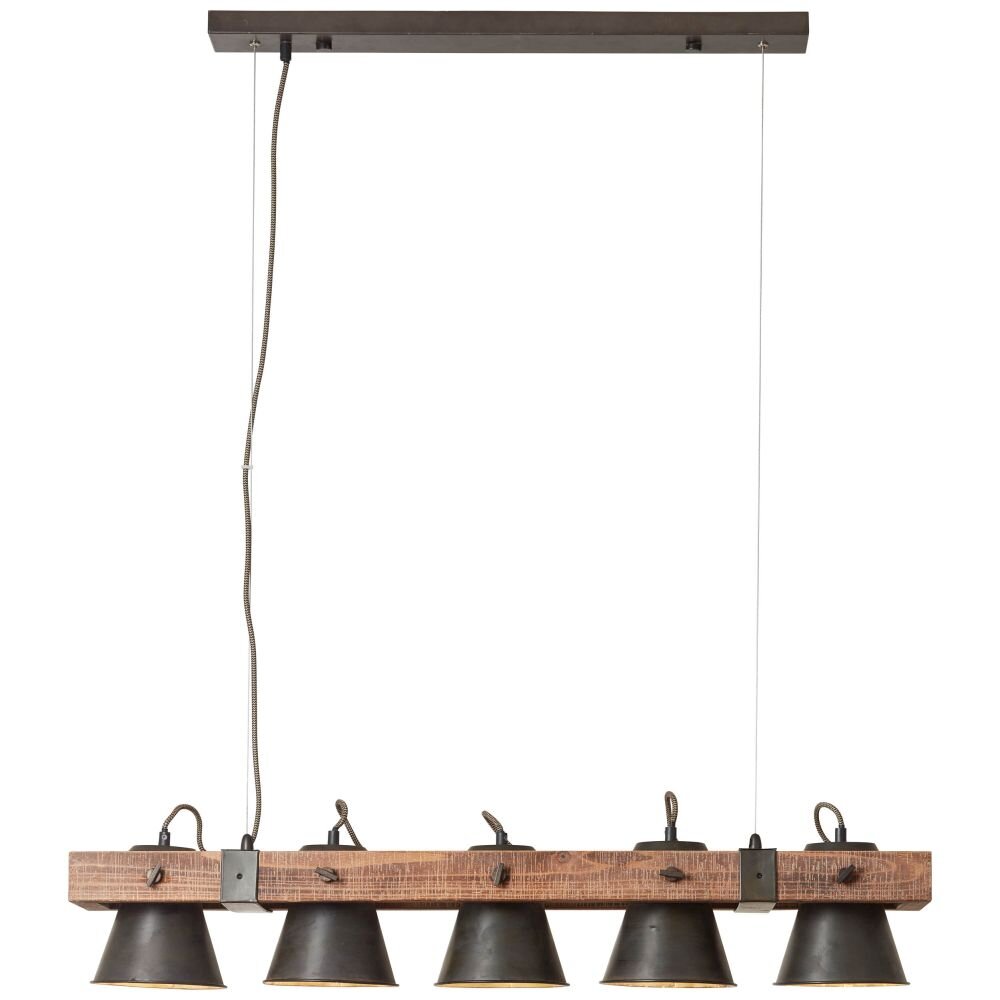 Brilliant Leuchten Plow Pendelleuchte Holz dunkel, Schwarz, 5-flammig main product photo