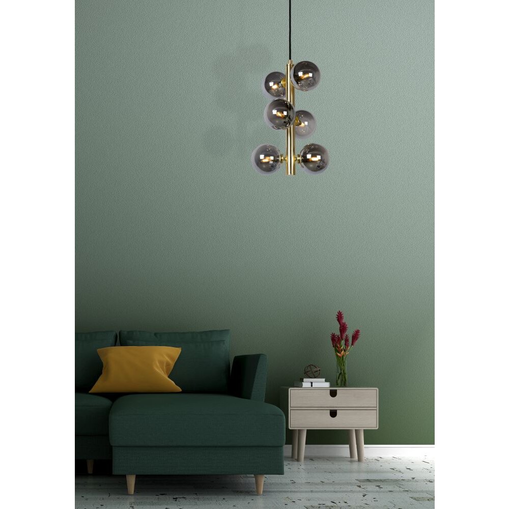 Lucide TYCHO Pendelleuchte Gold, 6-flammig main product photo