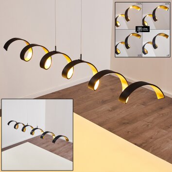 Rezat Pendelleuchte LED Schwarz-Gold, 6-flammig