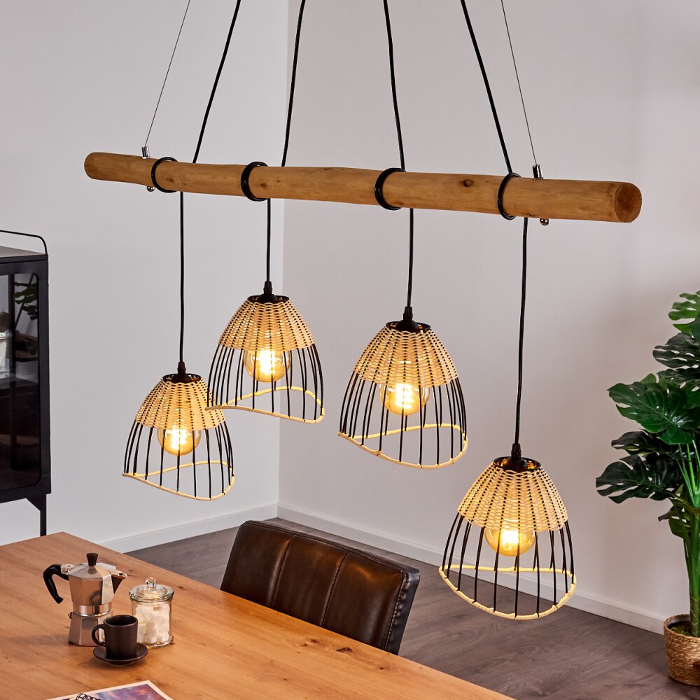 Shalo Pendelleuchte Holz dunkel, Schwarz, 4-flammig main product photo
