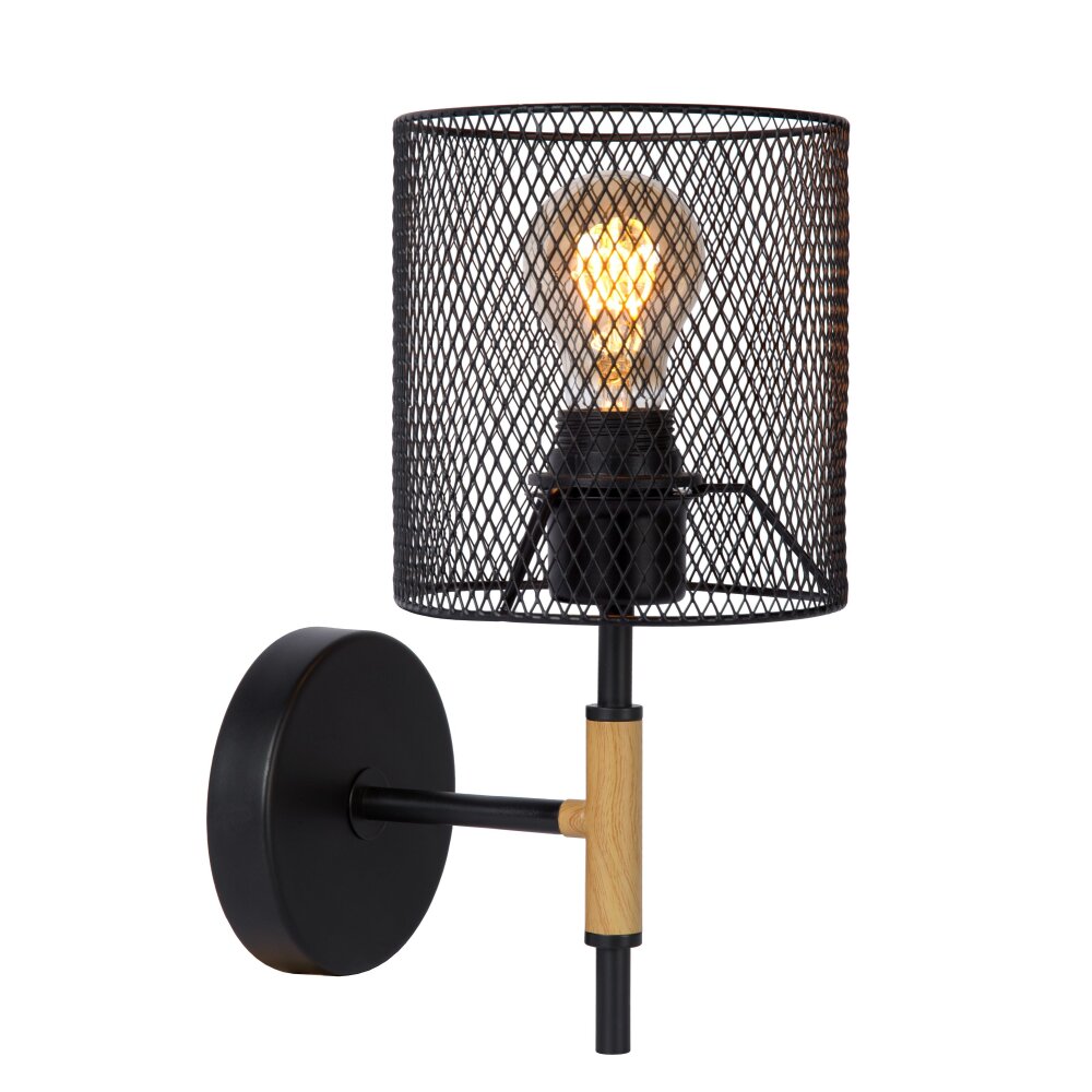 Lucide BASKETT Wandleuchte Schwarz, 1-flammig main product photo