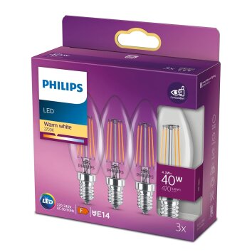 Philips LED 3er Set E14 4,3 Watt 2700 Kelvin 470 Lumen