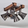 Aduard Deckenleuchte Holz dunkel, Schwarz, 4-flammig