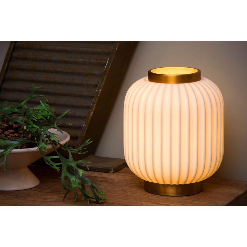 Lucide GOSSE Tischleuchte Gold, Weiß, 1-flammig main product photo