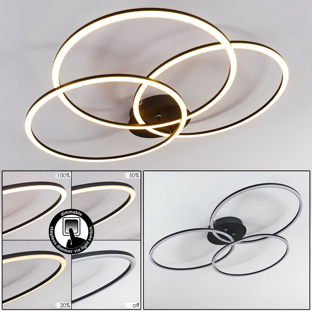Johsa Deckenleuchte LED Schwarz, 3-flammig main product photo