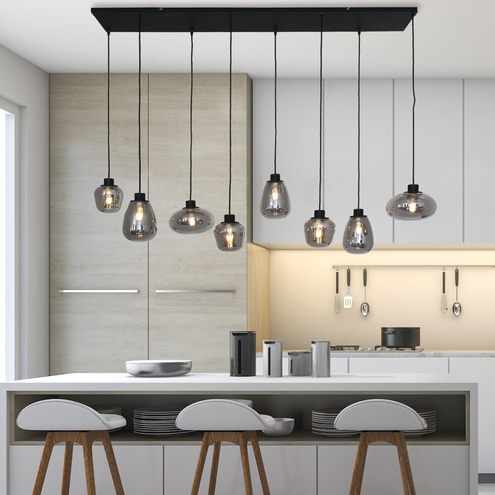 Steinhauer Reflexion Pendelleuchte Grau, Schwarz, 8-flammig main product photo