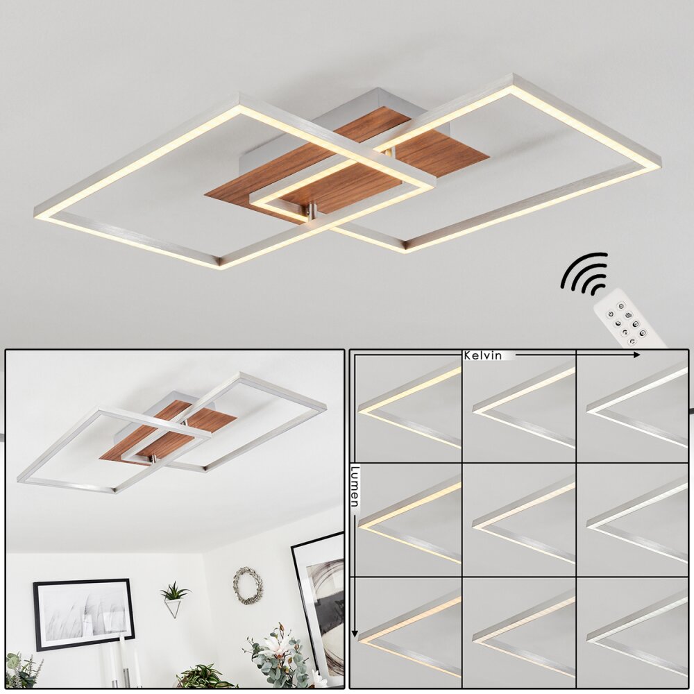 Torres Deckenleuchte LED Nickel-Matt, 2-flammig, Fernbedienung main product photo
