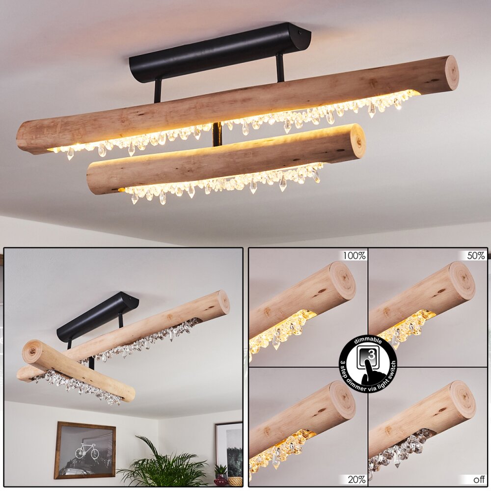 Rodeche Deckenleuchte LED Holz hell, Schwarz, 1-flammig main product photo