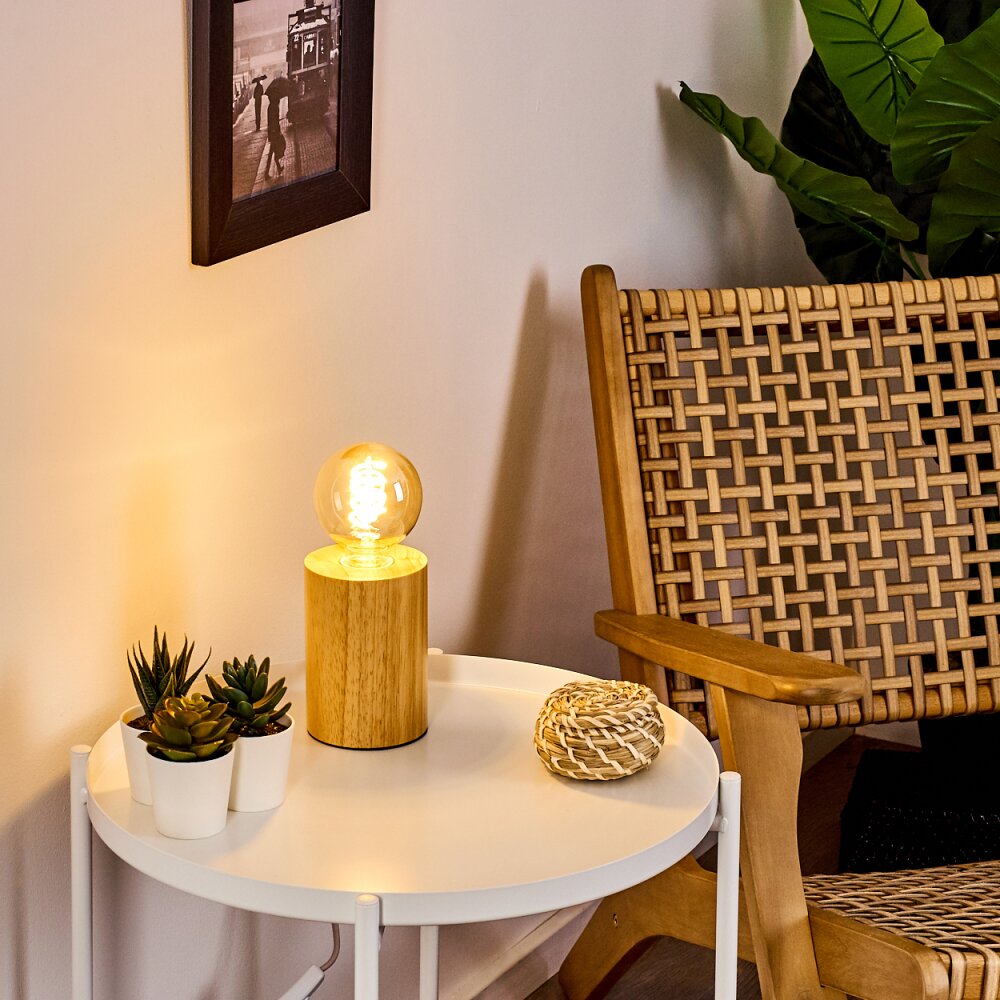 Castellar Tischleuchte Holz hell, 1-flammig main product photo