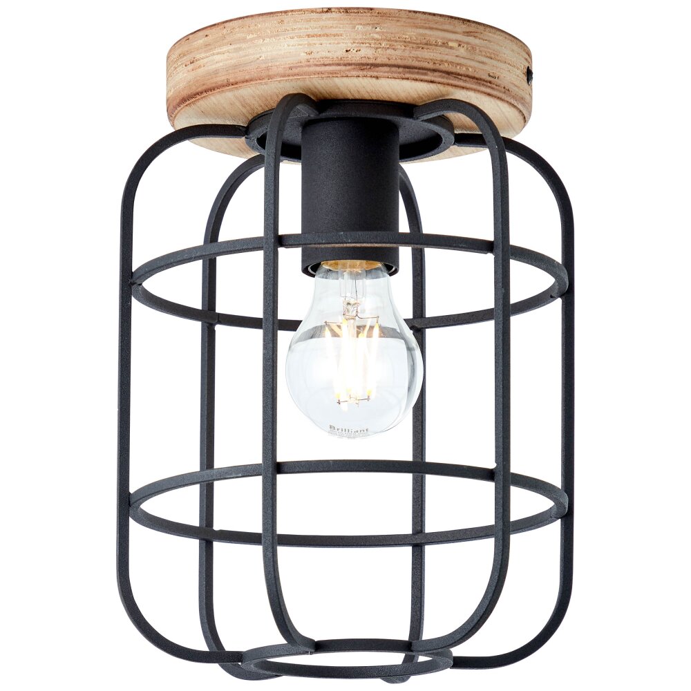 Brilliant Gwen Deckenleuchte Holz hell, Schwarz, 1-flammig main product photo