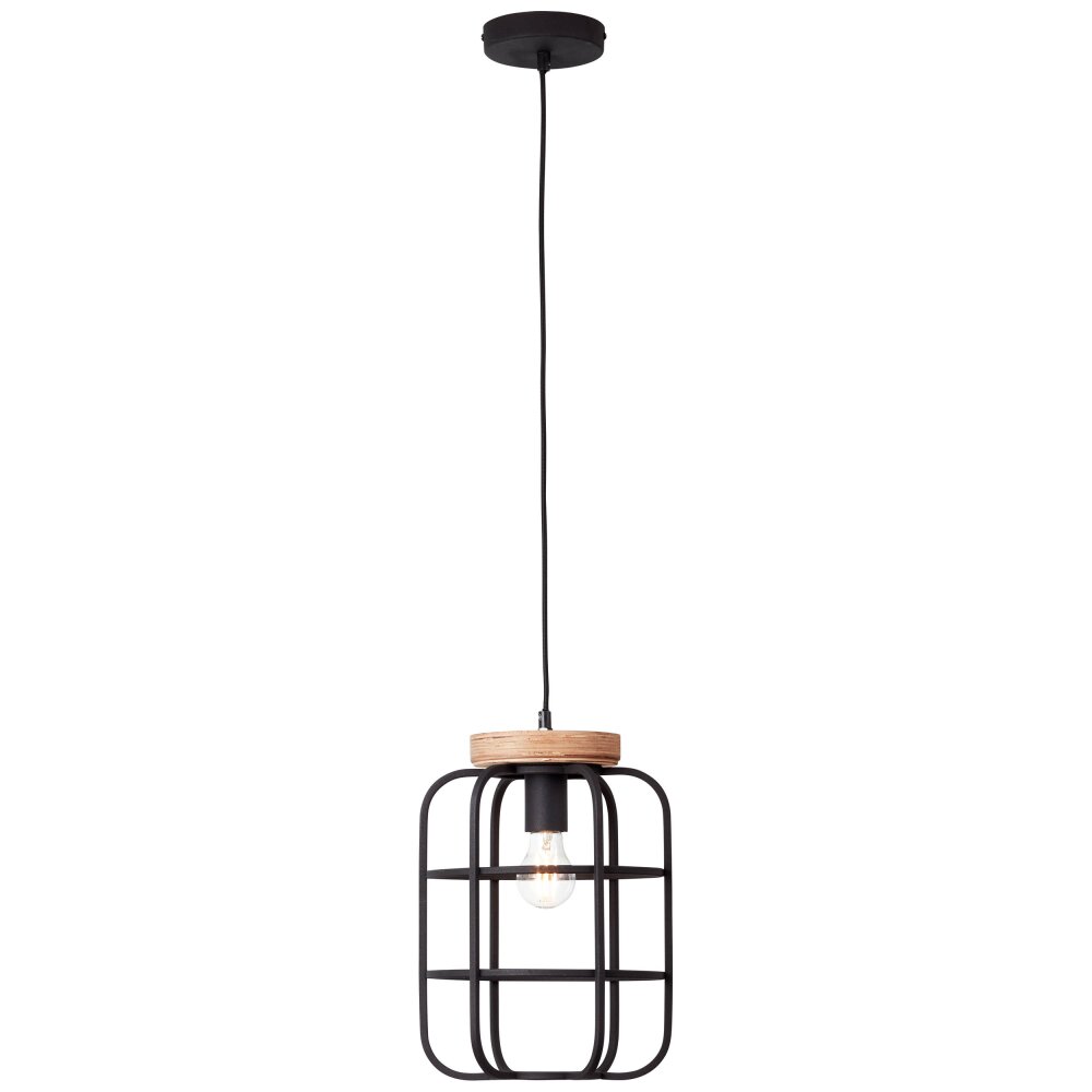 Brilliant Gwen Pendelleuchte Holz hell, Schwarz, 1-flammig main product photo