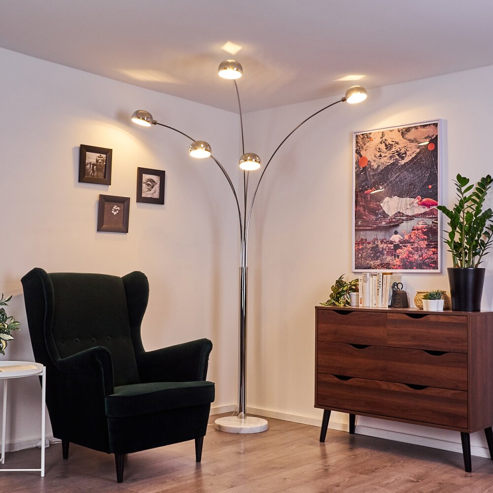 Nikkala Stehleuchte Chrom, Weiß, 5-flammig main product photo