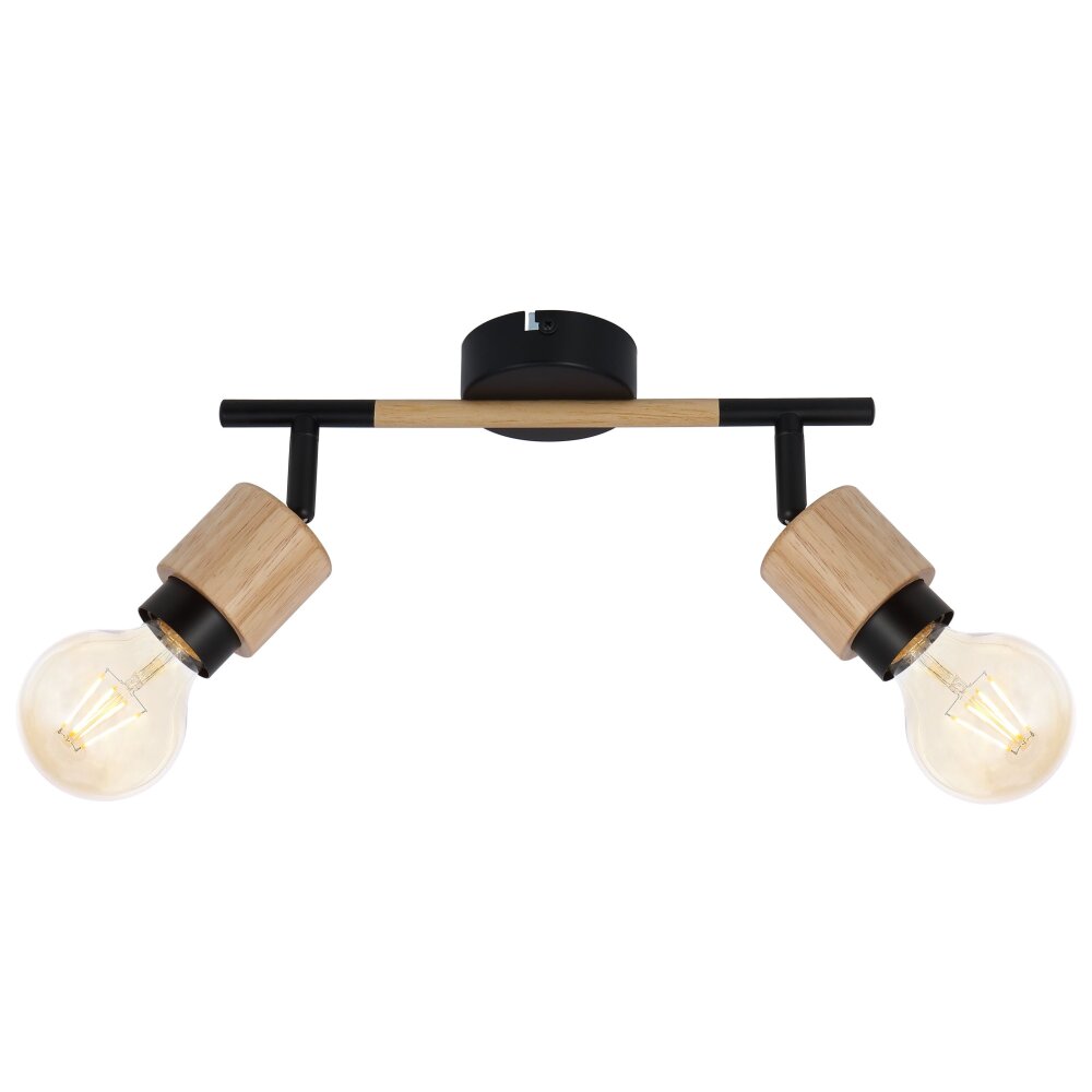 Globo JORNA Strahler Holz hell, Schwarz, 2-flammig main product photo