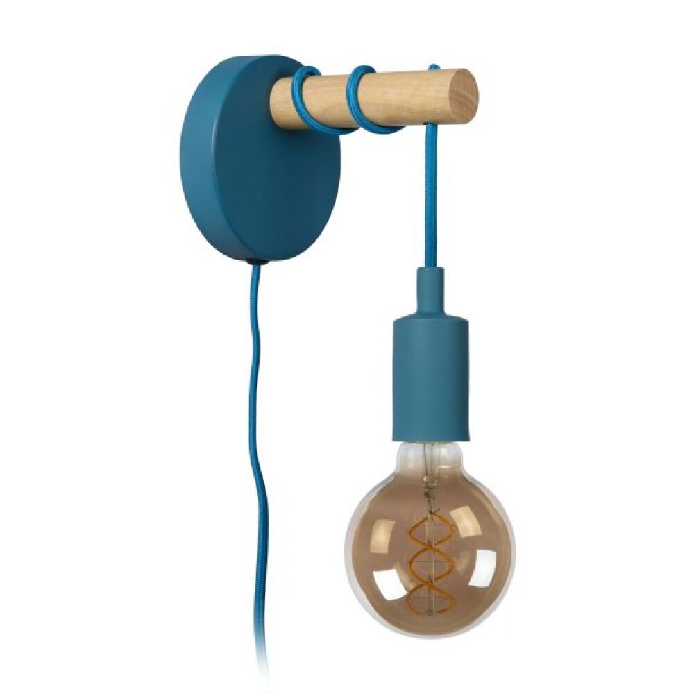 Lucide Pola Wandleuchte Blau, Holz hell, 1-flammig main product photo