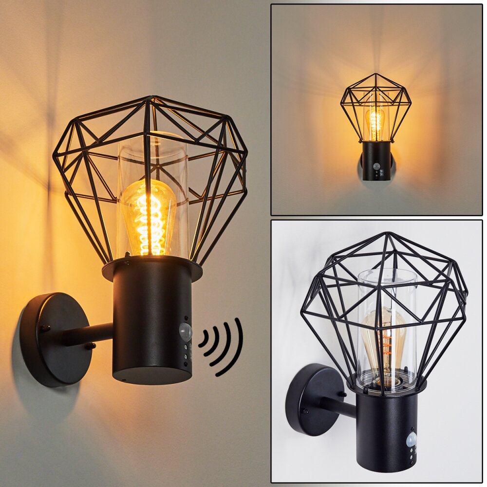 Solda Außenwandleuchte Schwarz, 1-flammig, Bewegungsmelder main product photo