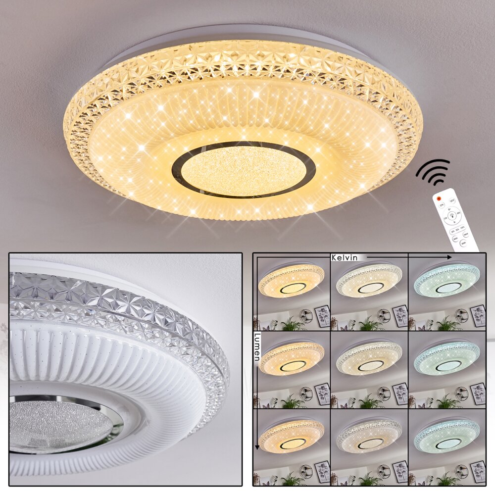 Avoriaz Deckenleuchte LED Transparent, Klar, Weiß, 1-flammig, Fernbedienung main product photo
