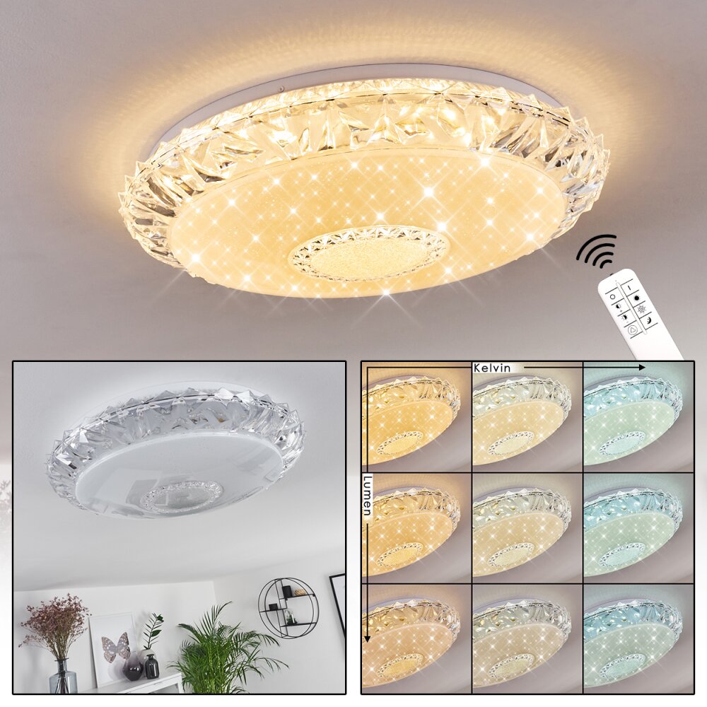 Avoriaz Deckenleuchte LED Transparent, Klar, Weiß, 1-flammig, Fernbedienung main product photo