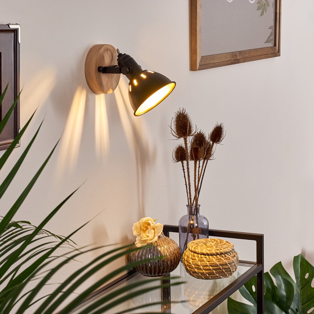 Tina Wandleuchte Holz dunkel, Schwarz, 1-flammig main product photo