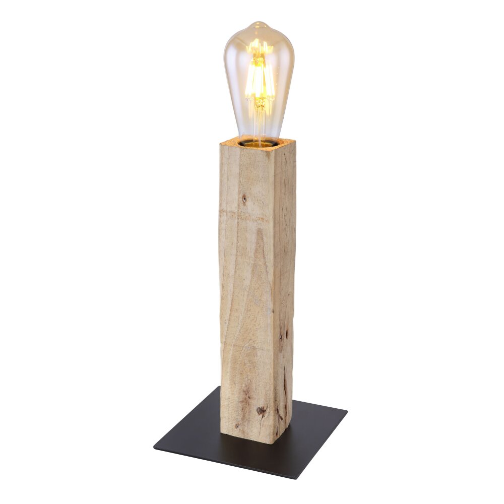 Globo ADALIE Tischleuchte Holz hell, Schwarz, 1-flammig main product photo