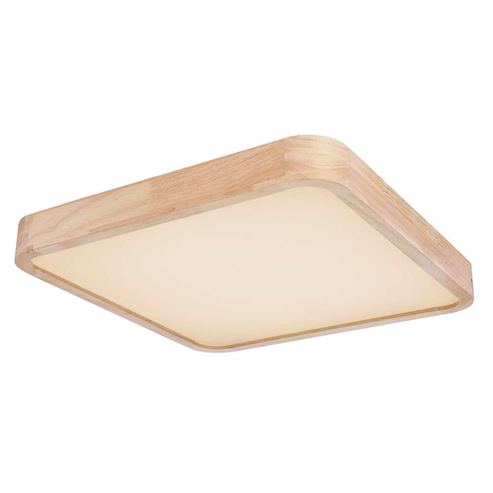 Globo LEANARA Deckenleuchte LED Holz hell, Weiß, 1-flammig, Fernbedienung, Farbwechsler main product photo