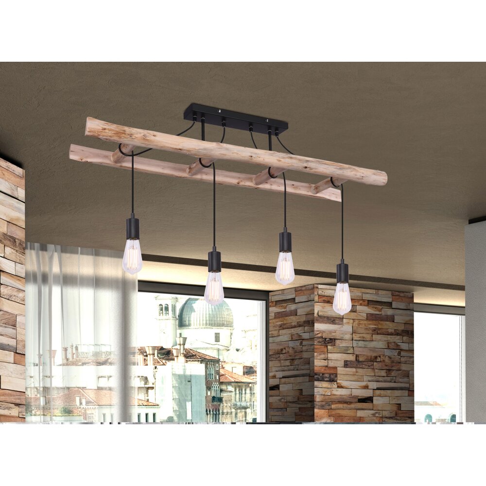 Globo IRMGARD Deckenleuchte Holz hell, Schwarz, 4-flammig main product photo