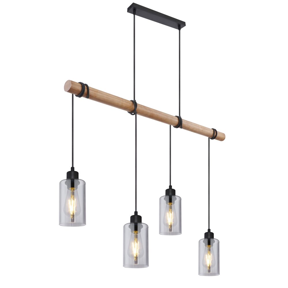 Globo HADERA Hängeleuchte Holz hell, Schwarz, 4-flammig main product photo