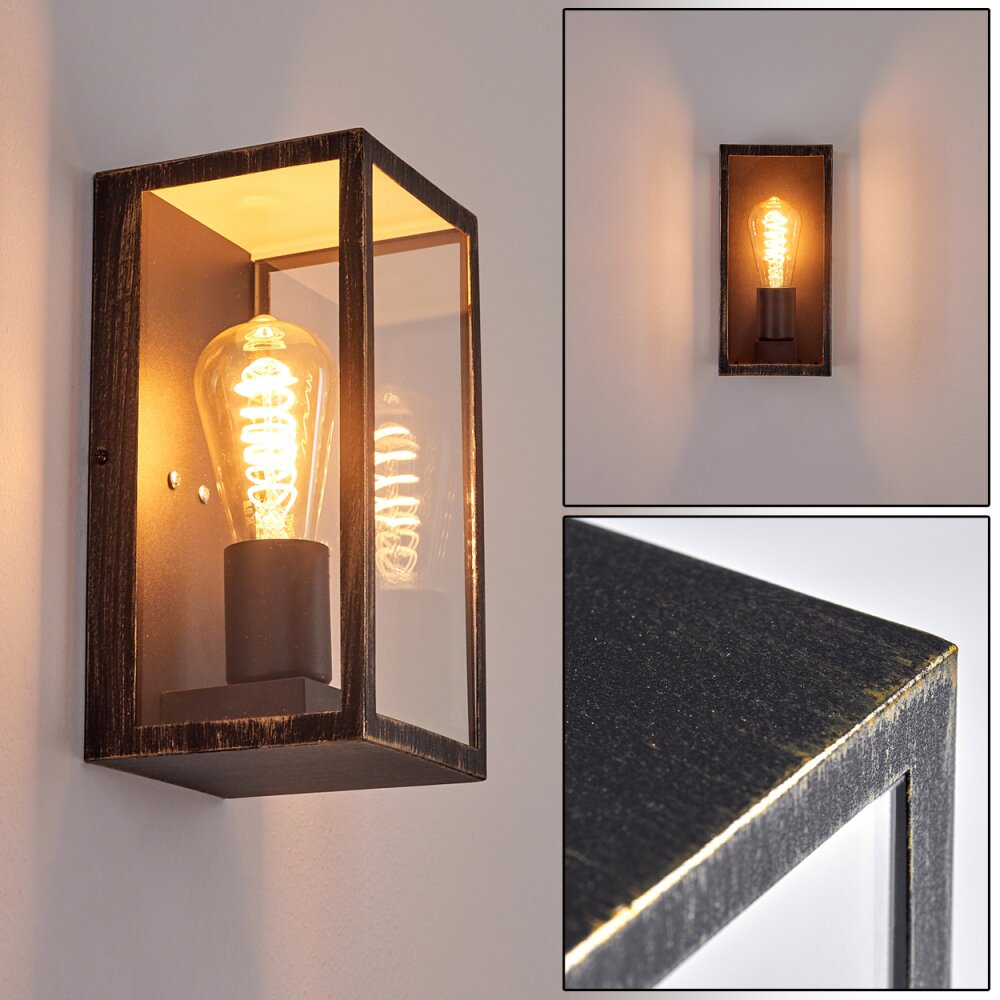 Hamra Außenwandleuchte Schwarz-Gold, 1-flammig main product photo