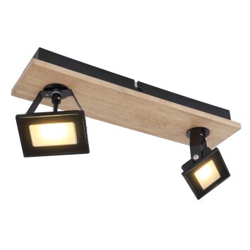 Globo JOYA Deckenleuchte LED Holz hell, Schwarz, 2-flammig