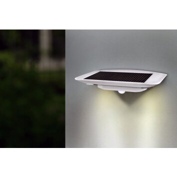 Lutec GHOST SOLAR Aussenwandleuchte LED Silber, 1-flammig, Bewegungsmelder