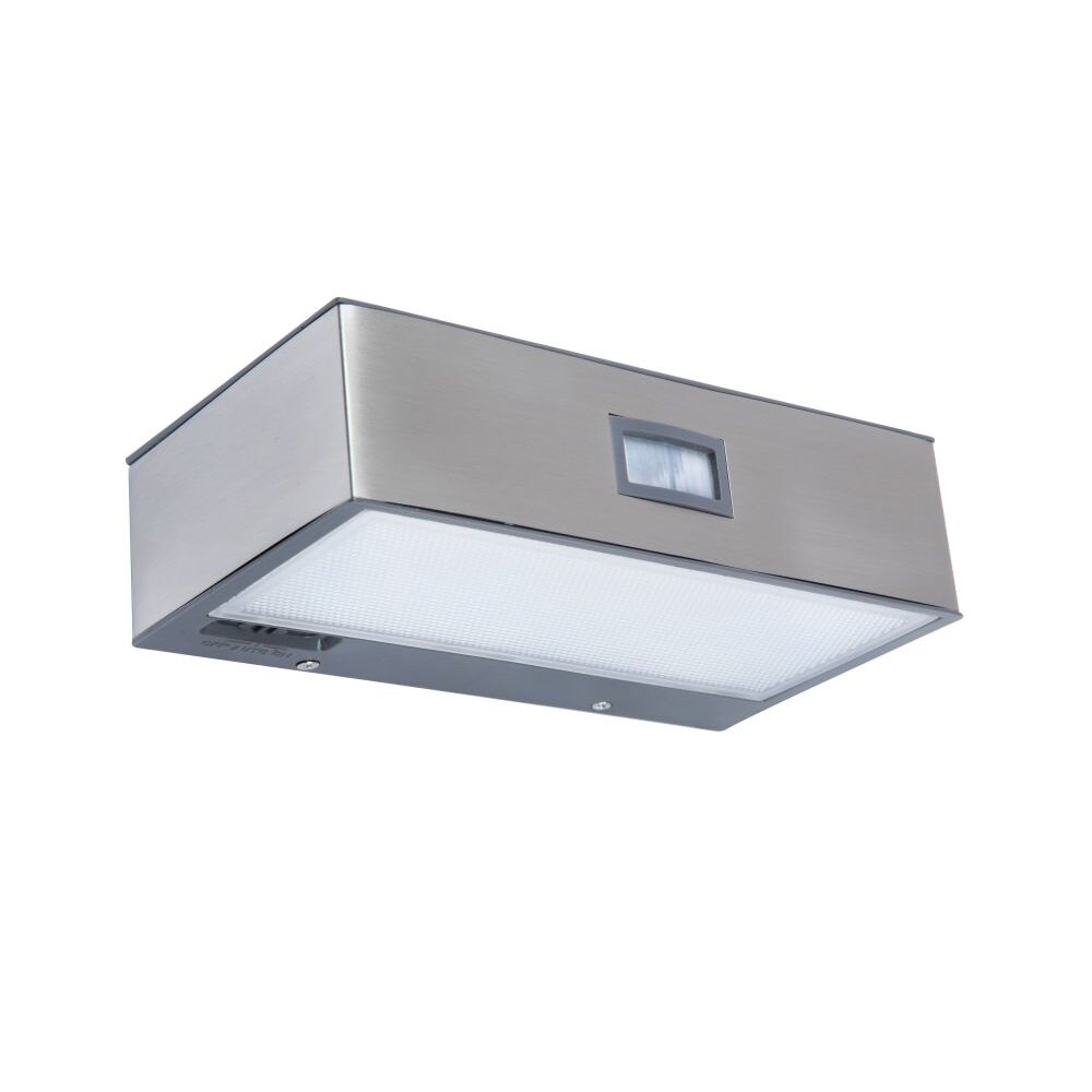 Lutec BRICK Solar-Außenwandleuchte LED Edelstahl, 1-flammig, Bewegungsmelder main product photo