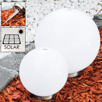 Abrela Kugelleuchten Set Solar LED Edelstahl, 2-flammig