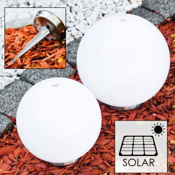 Abrela Kugelleuchten Set Solar LED Edelstahl, 2-flammig