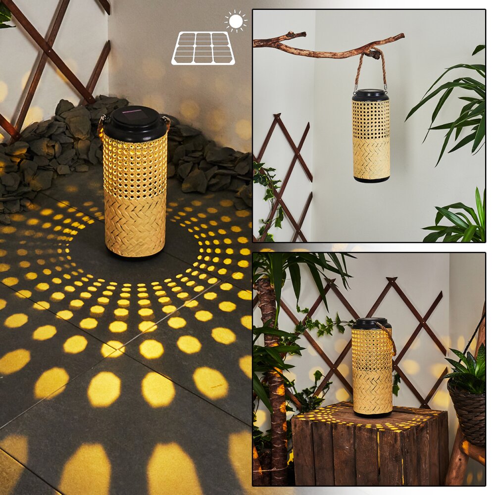Sessivi Solarleuchte LED Braun, Holz hell, Schwarz, 1-flammig main product photo