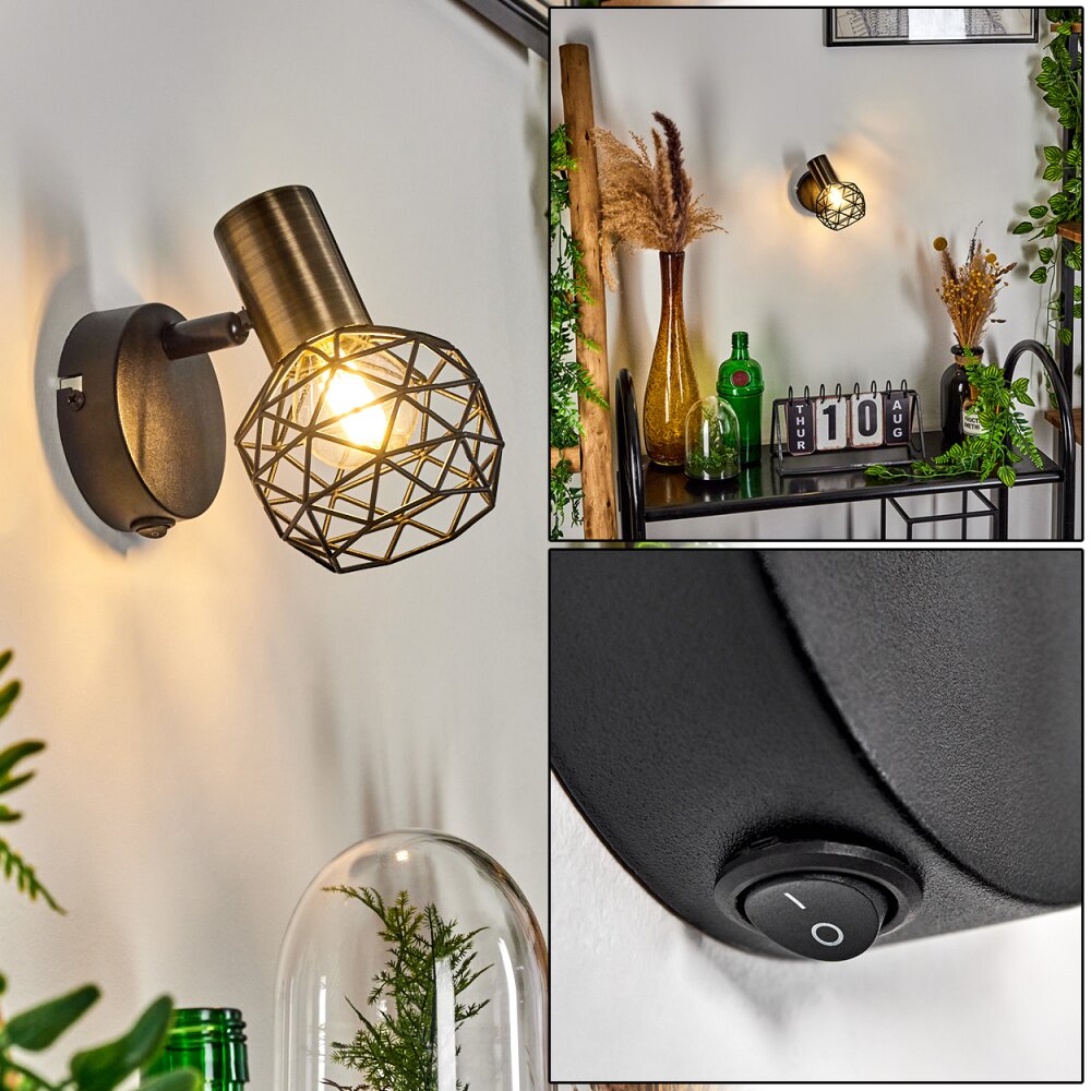 Palmira Wandleuchte Messing, Schwarz, 1-flammig main product photo