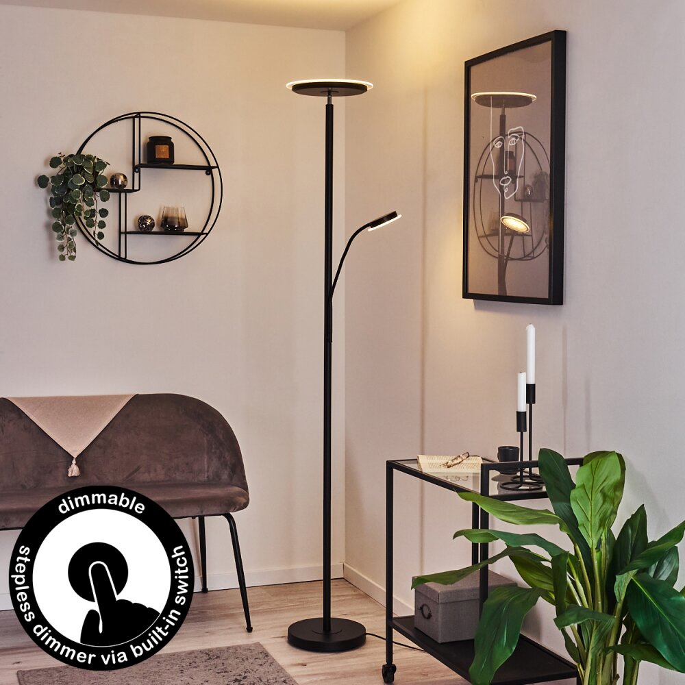 Wonsbek Deckenfluter LED Schwarz, 2-flammig main product photo