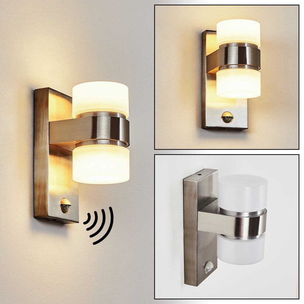 Tiarp Außenwandleuchte LED Nickel-Matt, 2-flammig, Bewegungsmelder main product photo