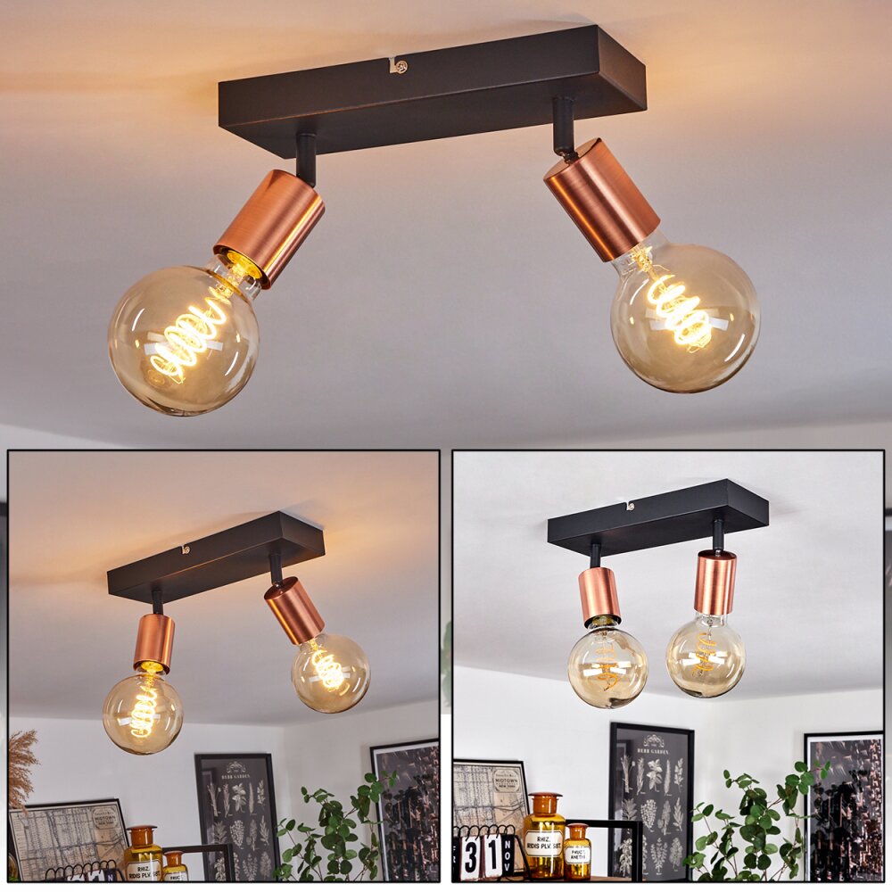Tulla Deckenleuchte Kupferfarben, Schwarz, 2-flammig main product photo