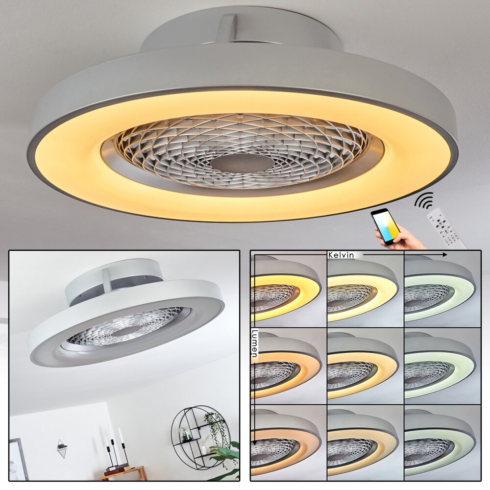 Penon Deckenventilator LED Silber, 1-flammig, Fernbedienung main product photo