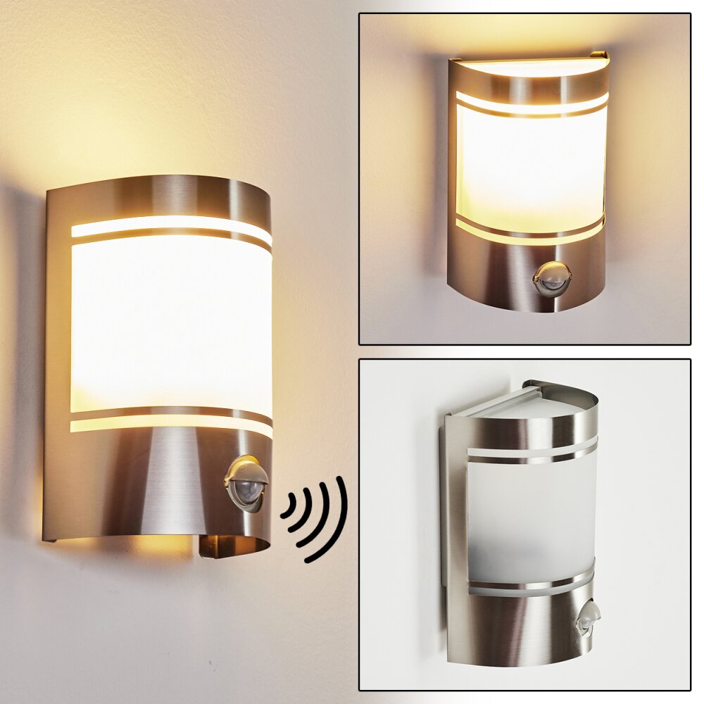 Visnum Außenwandleuchte Nickel-Matt, Weiß, 1-flammig, Bewegungsmelder main product photo