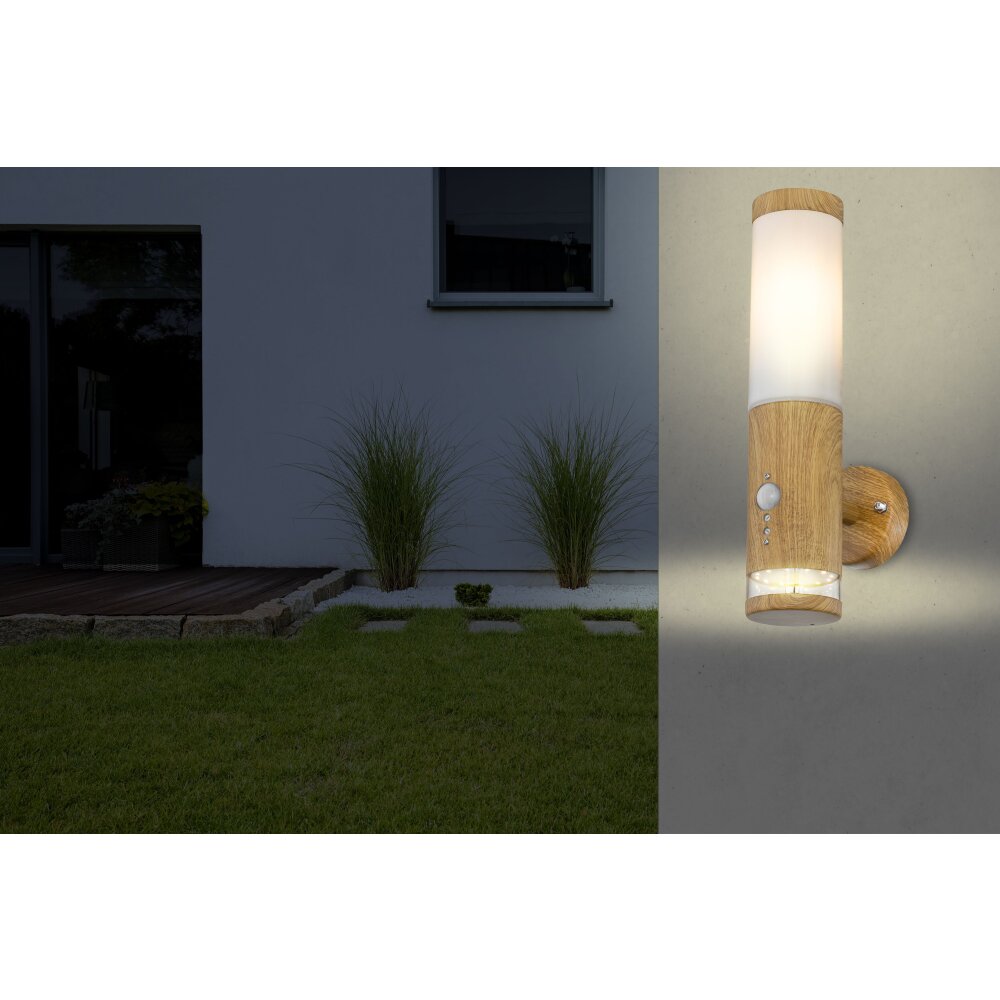 Globo JAICY Außenwandleuchte Holz dunkel, 1-flammig, Bewegungsmelder main product photo