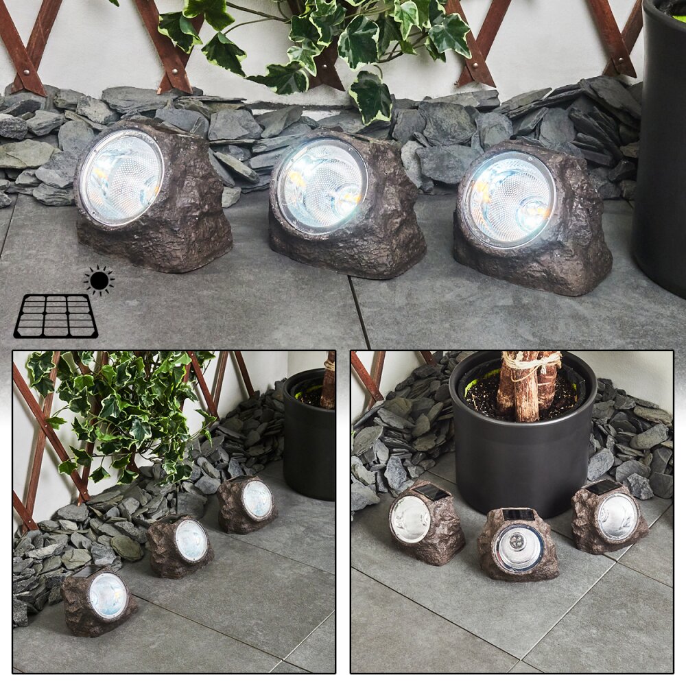 Sameo 3er Set Solar-Steinleuche LED Braun, 4-flammig main product photo