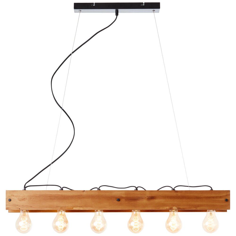 Brilliant Calandra Pendelleuchte Holz hell, Schwarz, 6-flammig main product photo