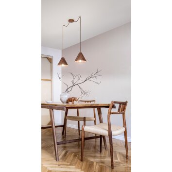 Fabas Luce Esino Pendelleuchte Holz dunkel, 2-flammig