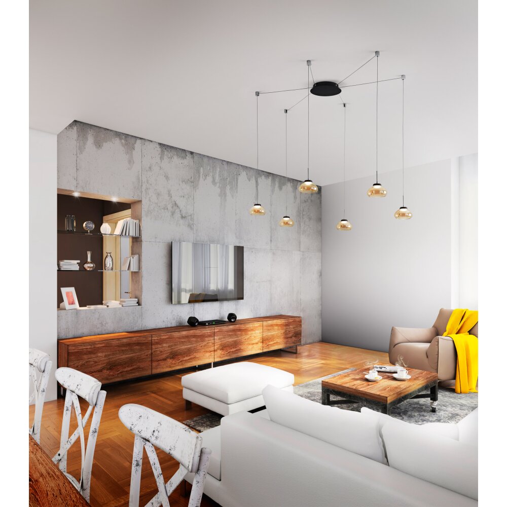 Fabas Luce Arabella Pendelleuchte LED Schwarz, 6-flammig main product photo