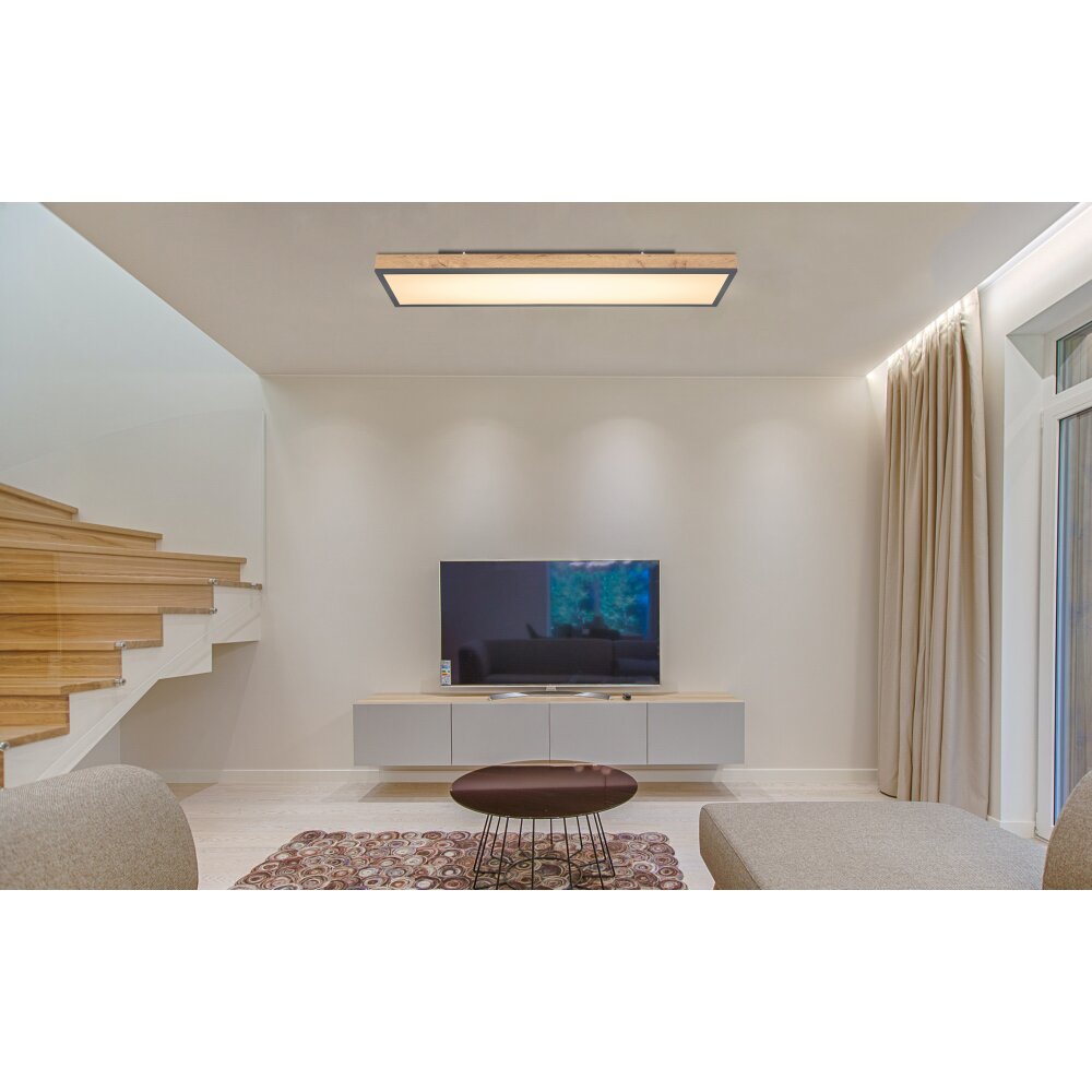 Globo DORO Deckenpanel LED Holz dunkel, Schwarz, 1-flammig main product photo