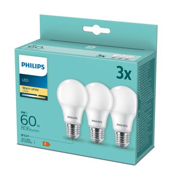 Philips 3er Set LED E27 8 Watt 2700 Kelvin 806 Lumen