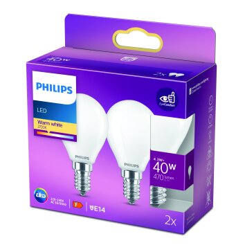 Philips 2er Set LED E14 4,3 Watt 2700 Kelvin 470 Lumen